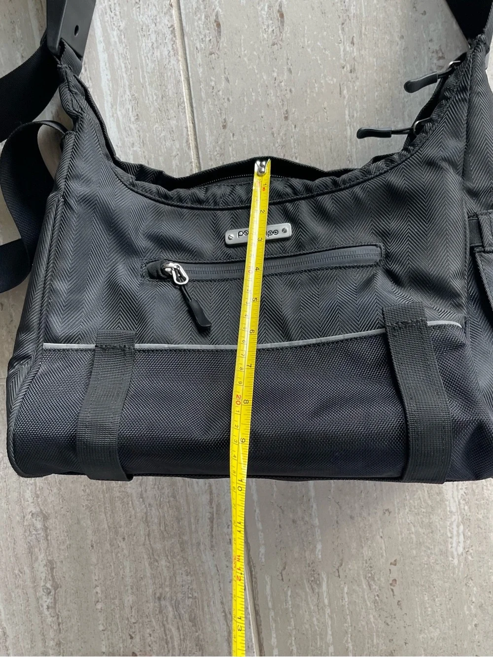 Po Campo Black Herringbone Crossbody Weatherproof Commuter Travel Bike Bag
